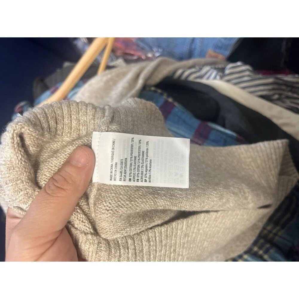 American Eagle Cozy Beige Oversized Cowl Neck Sweater Womens‎ Small Cotton blend